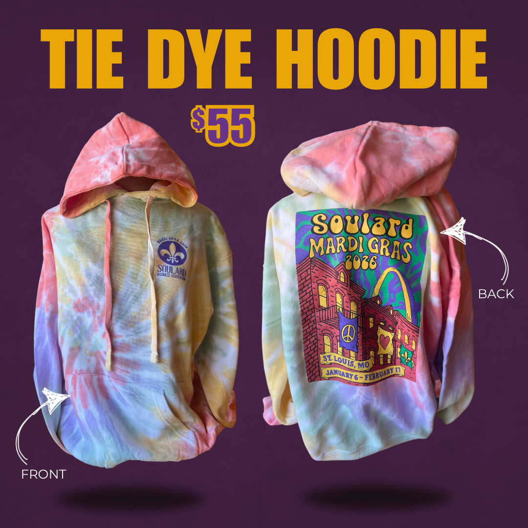 2026 Mardi Gras Tie Dye Hoodie | Soulard Business Association